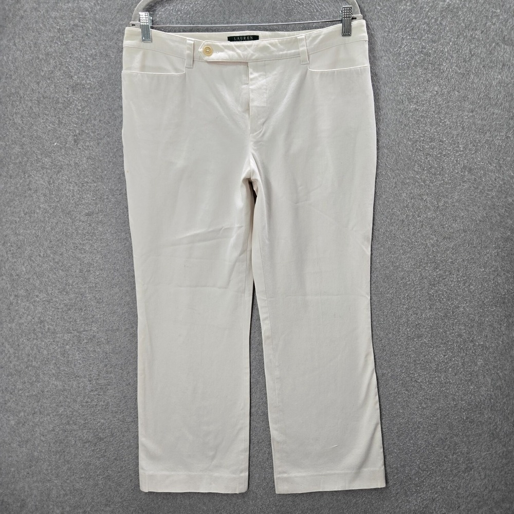Lauren Ralph Lauren Women Pants 12 White Adelle Dress Straight Pocket 28" Inseam